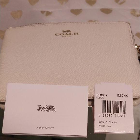 Coach Chalk Cross-Grain Leather Wristlet